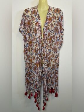 J. Crew Lightweight Floral Cardigan with Tassels
